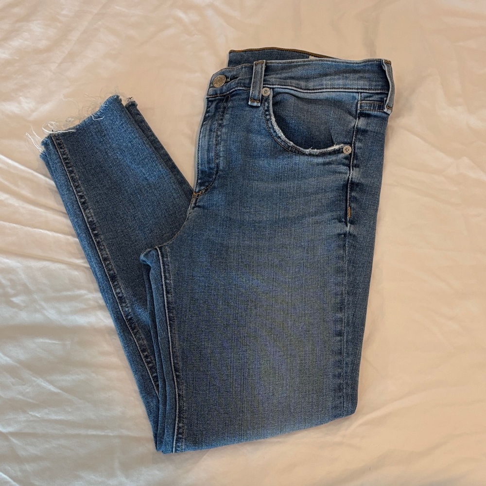 rag & bone Distressed Blue Cropped Jeans